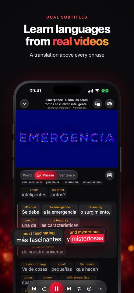 Dual subtitles in the player